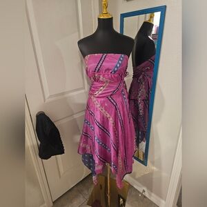 Boho Reversible & Multiway Blue and Pink Wrap Skirt/Dress - OSFA